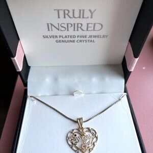 Love you 16-inch Necklace Silver plated fine Jewelry Genuine Crystal